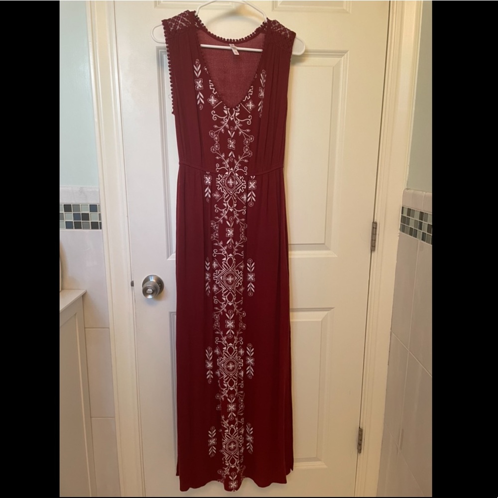 Red print maxi dress size medium